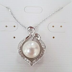 14k Gold plated Pearl Heart Necklace 2pc set